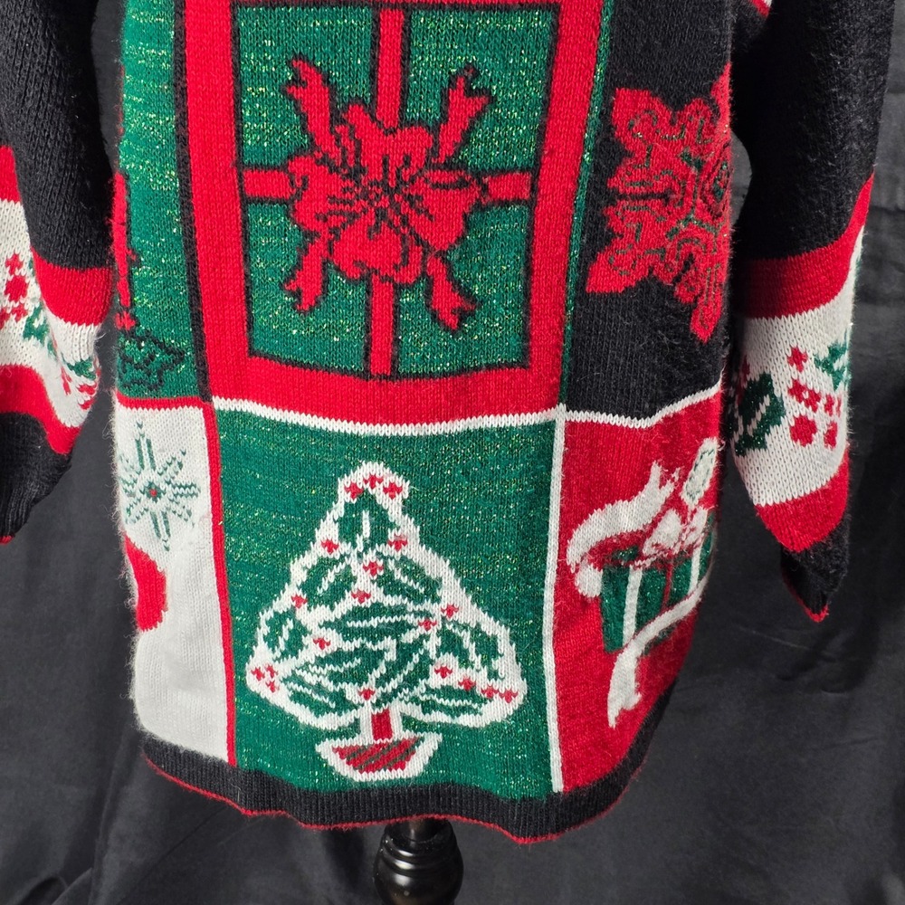 Vintage Christmas Sweater by Browne U.S.A. Womens Party Holiday Red Green Small - Picture 3 of 7